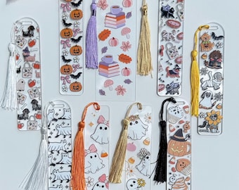 Halloween Acrylic Bookmark with Tassel, Spooky Season Reader Gift