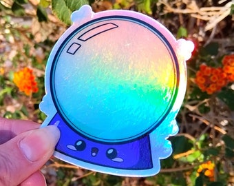 Kawaii Holo Crystal Ball Sticker, Vinyl Holographic Crystal Ball, Fortune Teller, Witchy Cottagecore Laptop Decal RESTOCKED