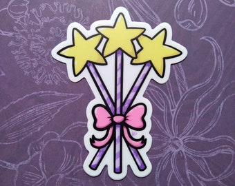 Pixie Stix Triple Wand Sticker, Vinyl Magic Wand Sticker, Kawaii Witchy Cottagecore Laptop Decal RESTOCKED