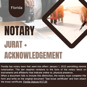 Florida Notary - Jurat and Acknowledgement Loose Certificates