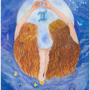 Zwillinge Karte. Horoskop Geburtstagskarte. Astrologie Karte. Sternzeichen Geburtstagskarte. Geburtstagskarte mit Zwillinge Sternzeichen. Sternzeichen Geschenk Mond Zeichen