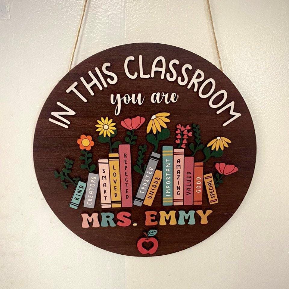 Personalized Teacher Door Hanger: 3D Classroom Decor, Custom Name Sign ...
