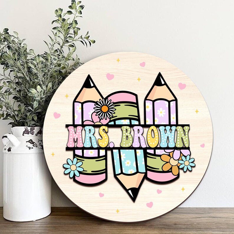 Personalized Teacher Door Hanger: 3D Custom Name Sign - Etsy