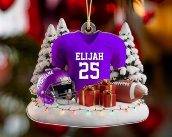 Personalisierte Fußball Ornament 2025: Jersey & Helm Ornament