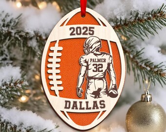 パーソナライズされたサッカーオーナメント2025：3D合板クリスマスギフト