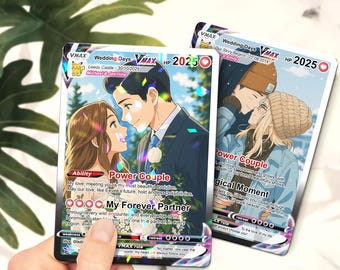 Personalized Poke Trading Card 2025: Anime Couple Photo, Custom Anniversary Gifts