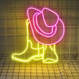 Cowboy Leuchtreklame Cowboy-Boot, LED Cowboy-Hut und Stiefel Schild, Western Cowboy Hut Licht, LED Cowboy Schuh Neonlicht, Cowboy Stiefel und Hut Neon Sign2025