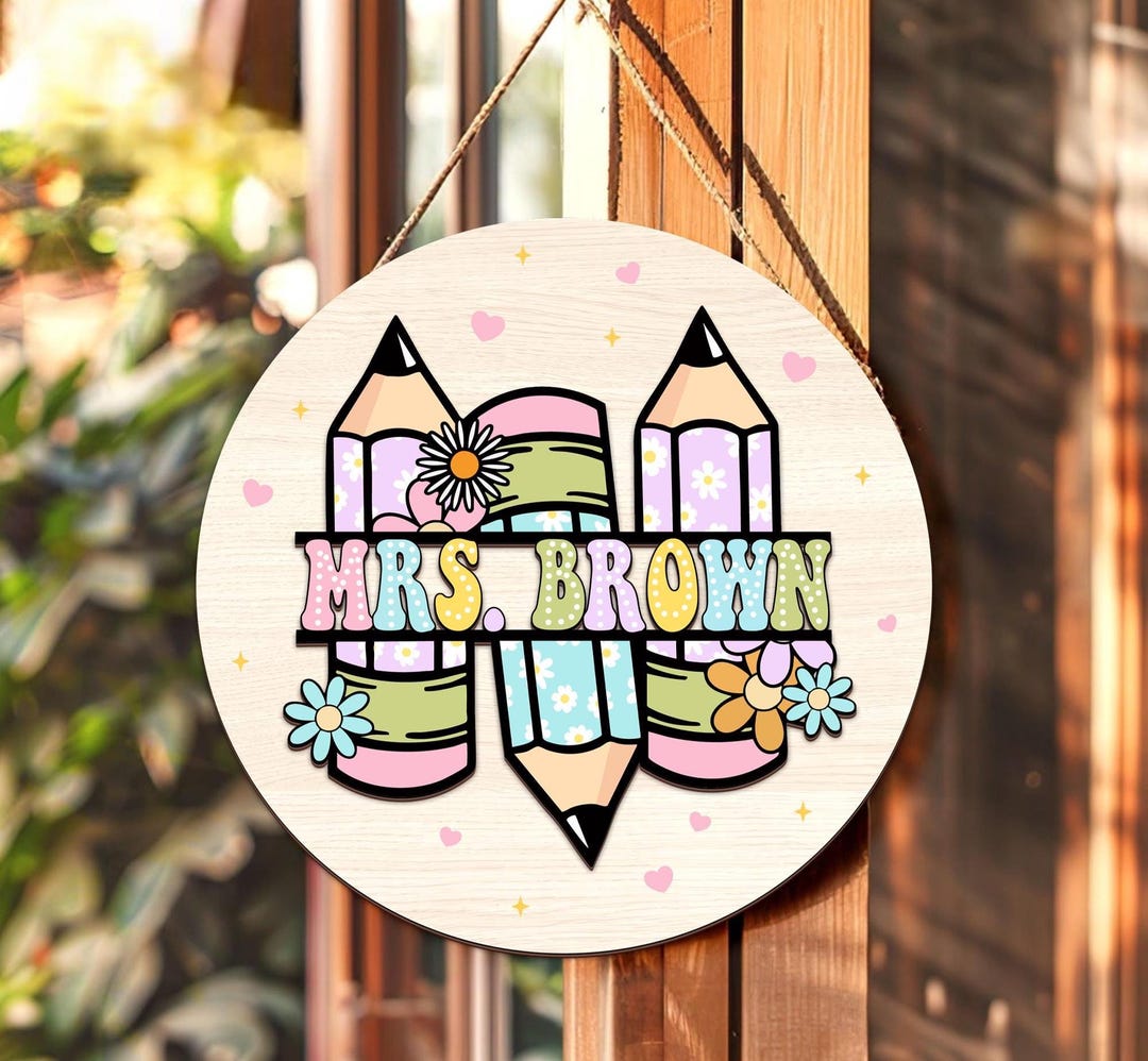 Personalized Teacher Door Hanger: 3D Custom Name Sign - Etsy