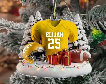 Personalisierte Fußball Ornament 2025: Jersey & Helm Ornament