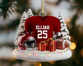 Personalisierte Fußball Ornament 2025: Jersey & Helm Ornament