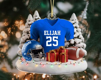 Personalisierte Fußball Ornament 2025: Jersey & Helm Ornament