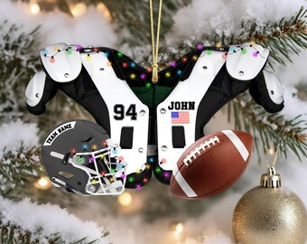 Personalisierte Fußball Ornament 2025: Schulterpolster & Helm Weihnachtsgeschenk