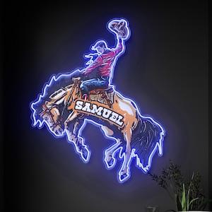 Western Cowboy Neon Sign, LED Cowboy Light, Rustic Rodeo Bar Sign, Country Cowboy Wall Art, Western-Themed Neon Decor, Rodeo LED Signage2025