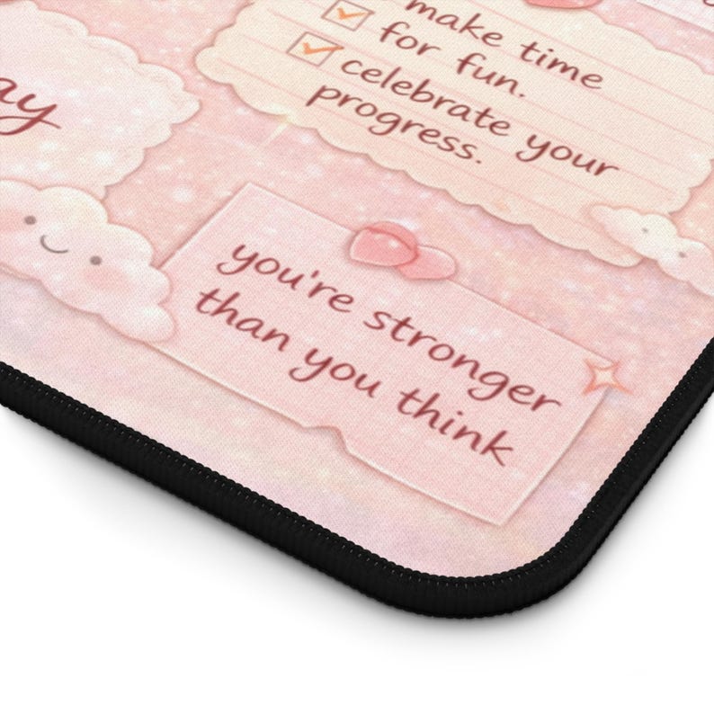 Cute Pink Desk Mat | Aesthetic Motivational Desk Pad | Soft Girl Desk ...