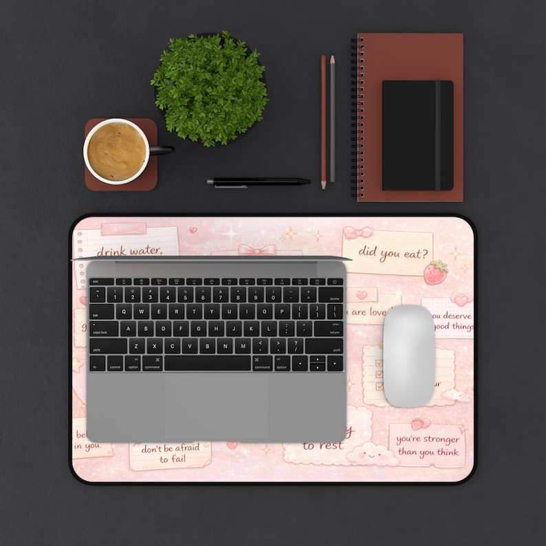 Cute Pink Desk Mat | Aesthetic Motivational Desk Pad | Soft Girl Desk ...