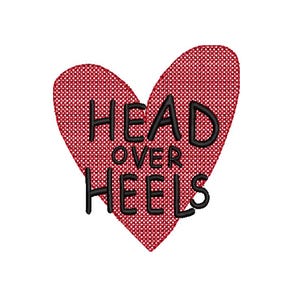 Head Over Heels Valentines Embroidery Design Valentines Machine Embroidery File Valentine&#39;s Day Embroidery Design Love Happy Valentines Day