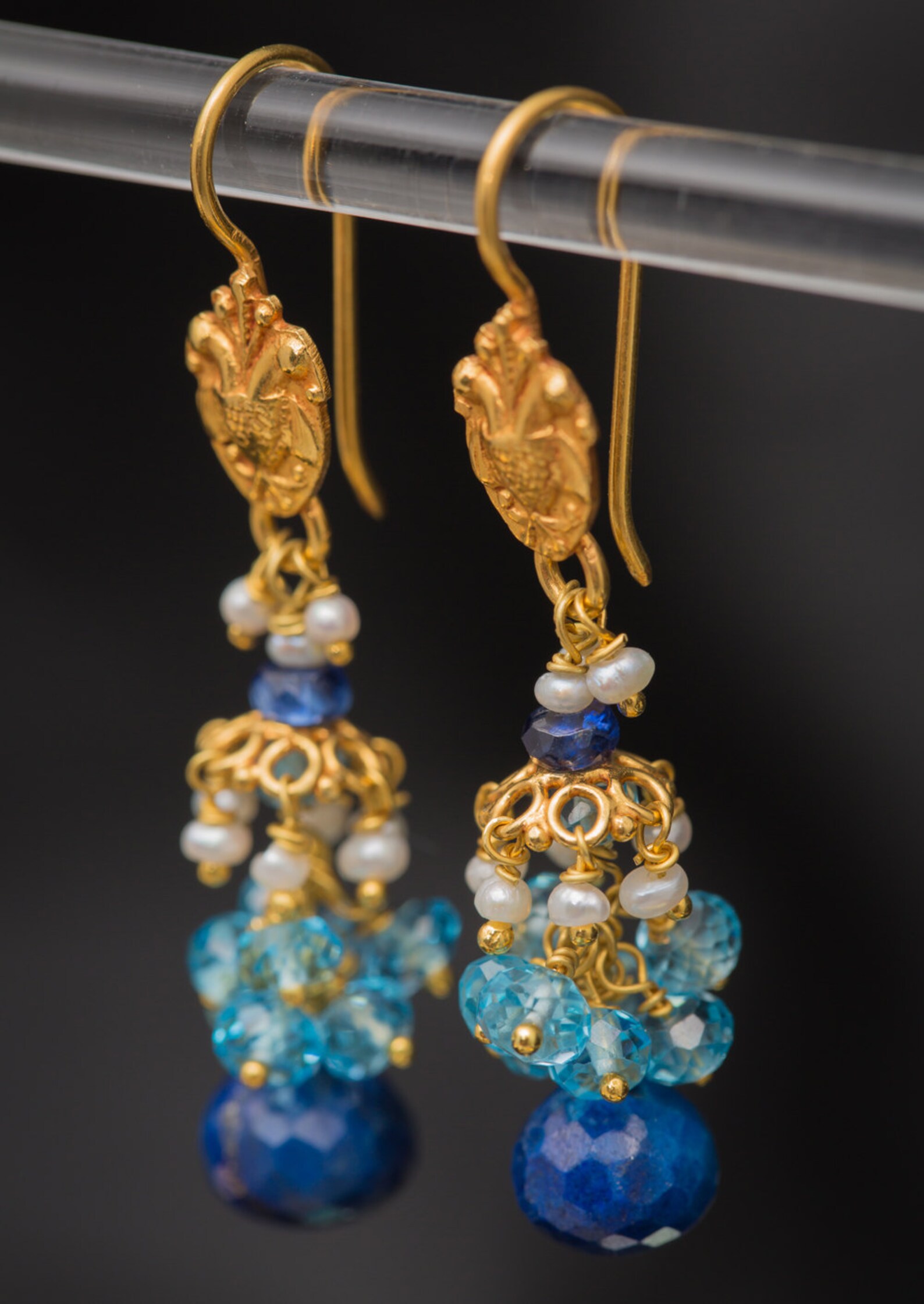 Aparna Gold Tone Silver Earrings