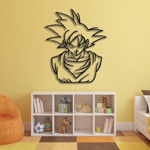 Art mural en métal Goku, décoration murale inspirée des dessins animés pour salon, chambre à coucher, bureau, modèle Dragon Ball Z, parfait pour les fans et la chambre d'enfants