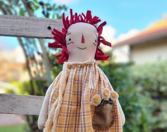 Primitive Rag Doll Homespun Cottage Farmhouse Handmade