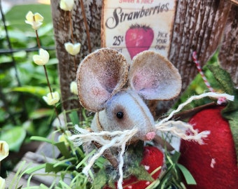 Primitive Mice with Strawberry in basket