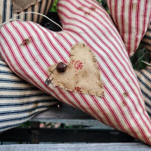 Primitive Ticking Heart rag stuffed Pillow Farmhouse Decor image 10