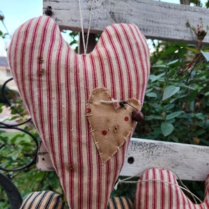 Primitive Ticking Heart rag stuffed Pillow Farmhouse Decor image 8