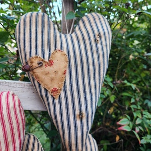 Primitive Ticking Heart rag stuffed Pillow Farmhouse Decor image 9