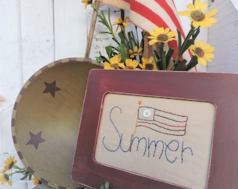 Instant Download Summer Stitchery with Flag Hand Embroidery