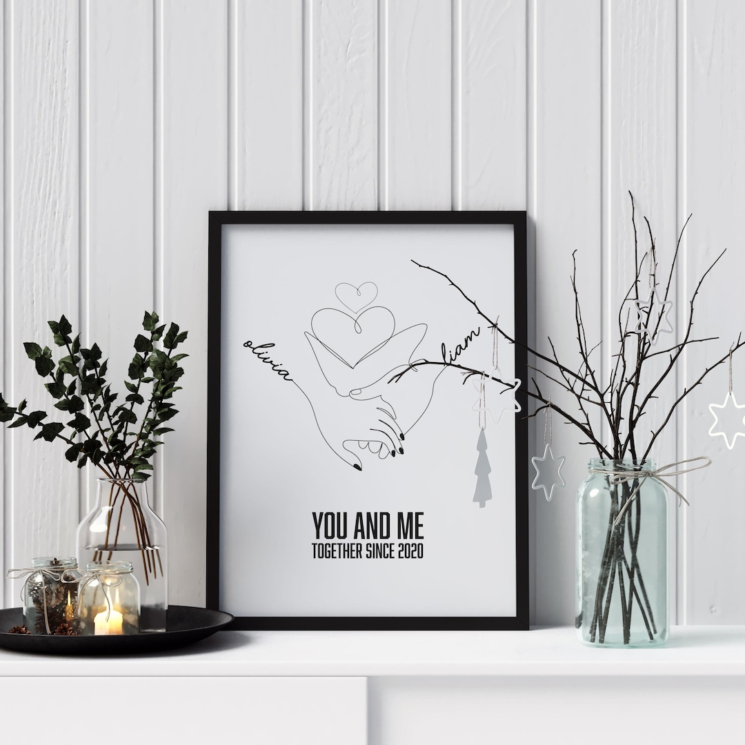 Personalised Couples Anniversary Print | Valentine Day Gift, Minimalist ...