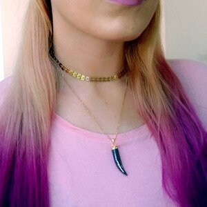 Layered Chain Choker Necklace, Gold Gemstone Choker Necklace, Hematite Choker, Mother of Pearl Choker