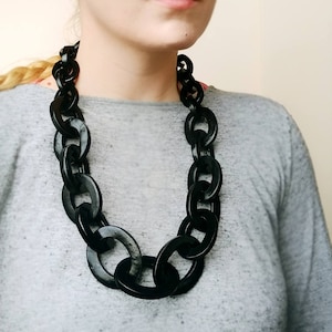 Black Chain Necklace, Oversized Chunky Statement Necklace, Iris Apfel Jewelry
