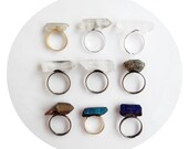 Raw Quartz Crystal Ring, Titanium Quartz Statement Ring Adjustable, Modern Tribal Lapidary