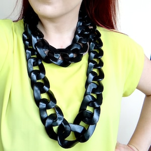 Extra Long Chunky Chain Necklace, Statement Black Necklace, Black Oversized Chain Necklace, Bold Necklace
