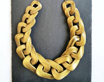 Antique Gold Chain Necklace, Oversized Chain Statement Necklace in Bronze Old Gold