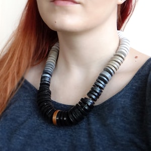 Minimalist Statement Necklace, Black and White Necklace, Modern Ombre Necklace, Chunky Necklace