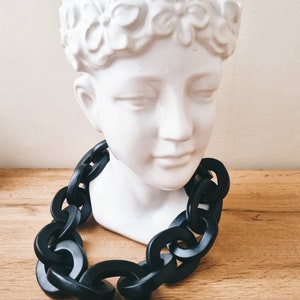 Really Big Black Chain Link Necklace, Huge Chunky Contemporary Polymer Clay Statement Necklace image 4