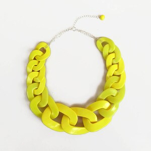 Yellow Chain Link Necklace, Oversized Statement Necklace, Chunky Yellow Bib Necklace image 5