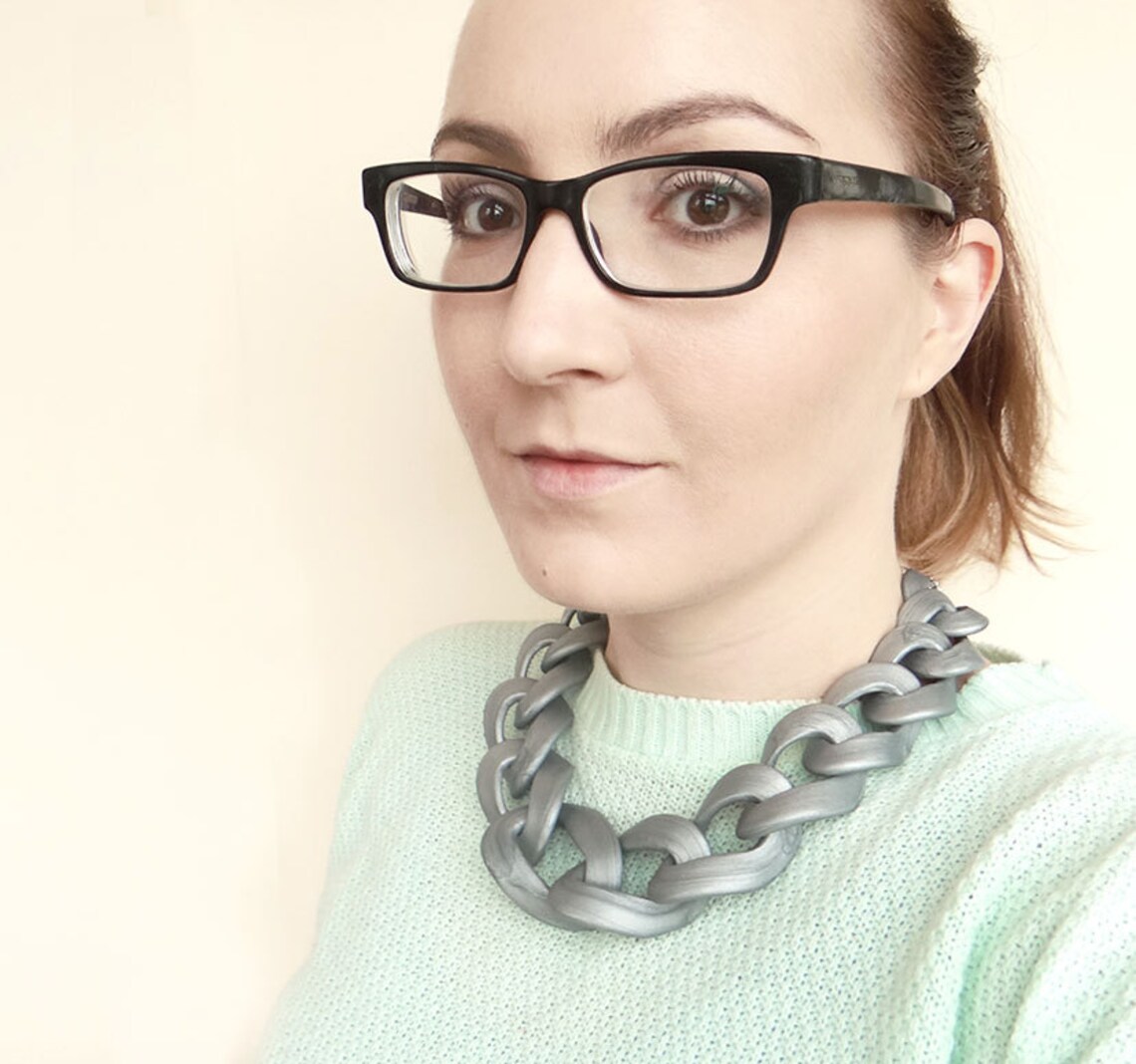 Silver Chain Link Necklace Chunky Chain Link Necklace Etsy