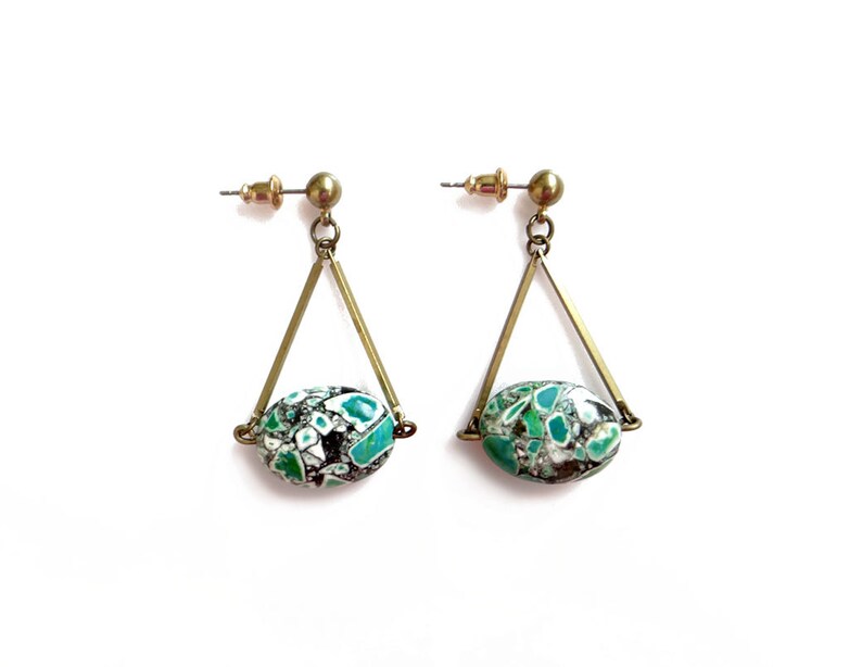 Geometric Statement Earrings Triangle Earrings Mosaic Dangle Etsy