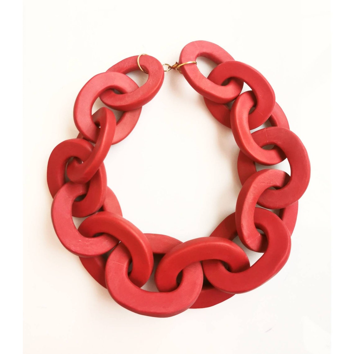 Gigantic Red Bottega Chain Necklace Brick Red Huge Chain Link - Etsy