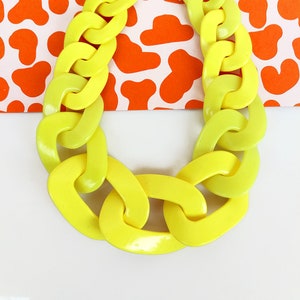 Yellow Chain Link Necklace, Oversized Statement Necklace, Chunky Yellow Bib Necklace image 4