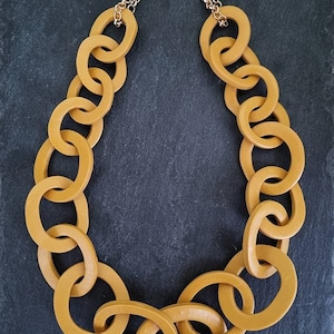 Mustard Yellow Chain Necklace, Oversized Chunky Statement Necklace, Iris Apfel Jewelry