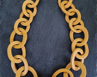 Mustard Yellow Chain Necklace, Oversized Chunky Statement Necklace, Iris Apfel Jewelry