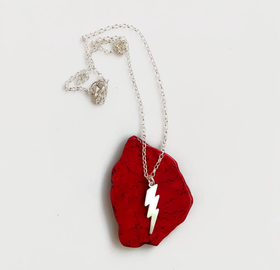 Silver Lightning Bolt Necklace Sterling Silver Necklace Etsy