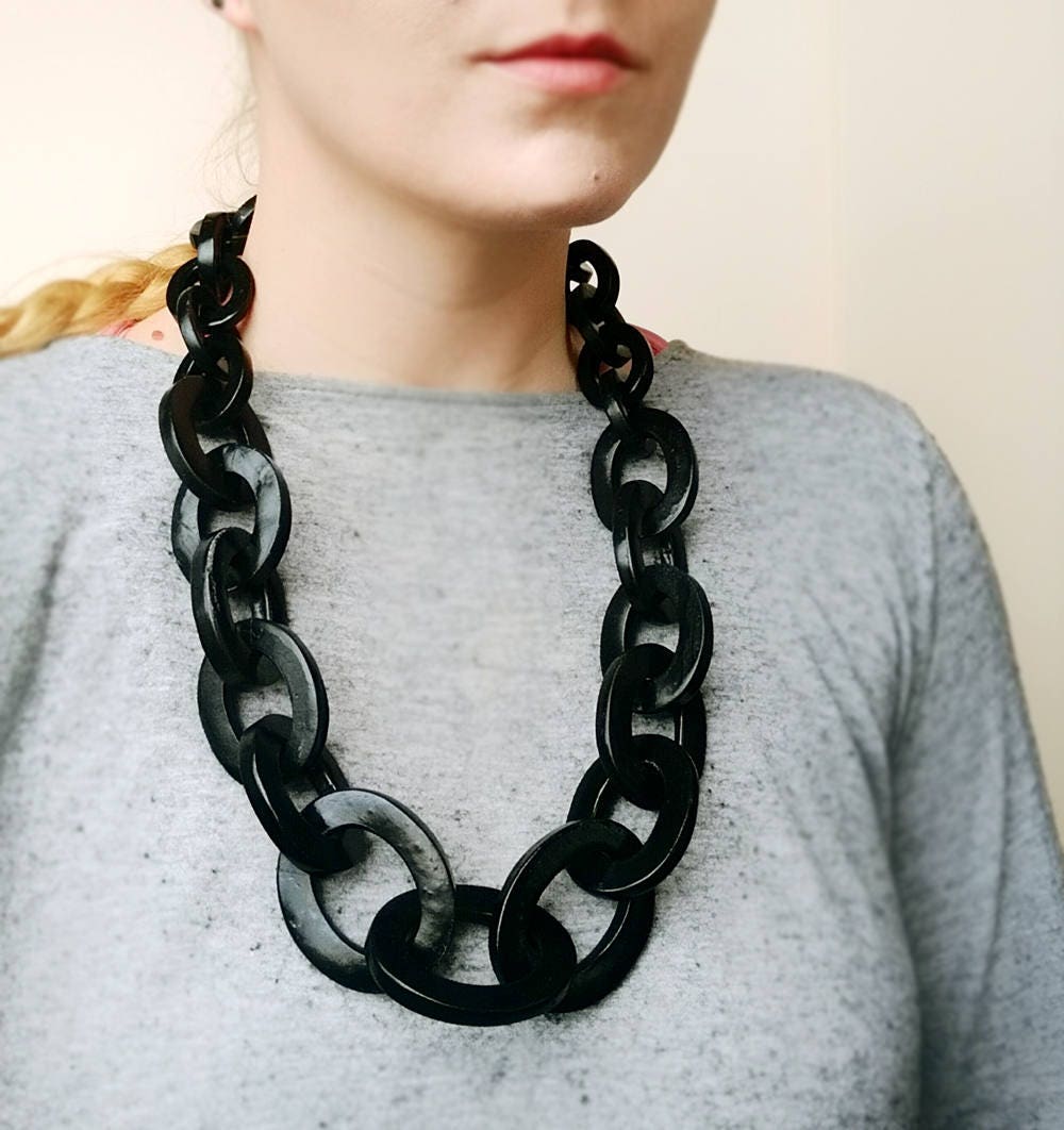 Black Chain Necklace Oversized Chunky Statement Necklace Iris