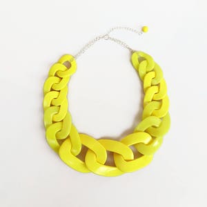 Yellow Chain Link Necklace, Oversized Statement Necklace, Chunky Yellow Bib Necklace image 2