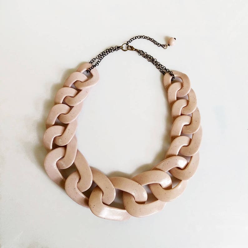 Nude Oversized Chain Necklace Statement Big Chain Link - Etsy