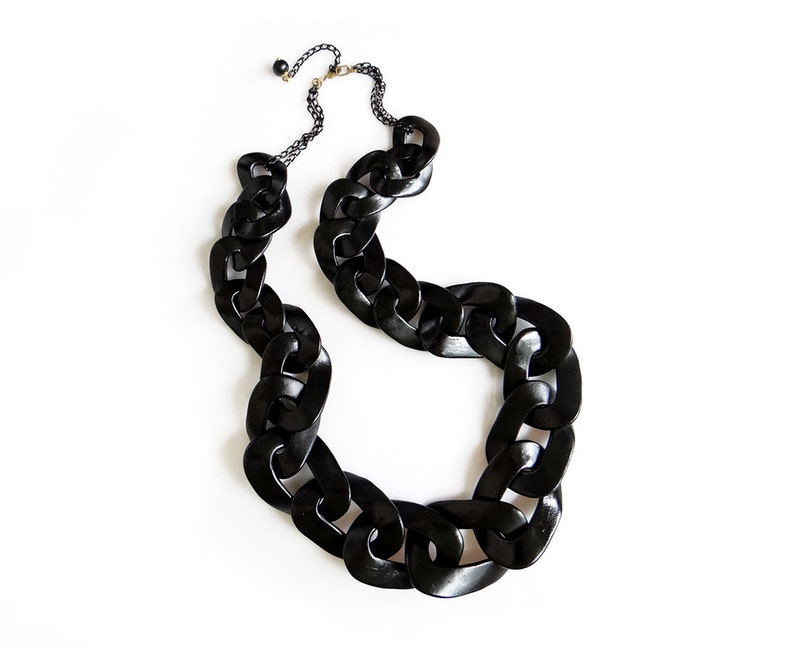 Extra Long Chunky Chain Necklace Statement Black Necklace Etsy