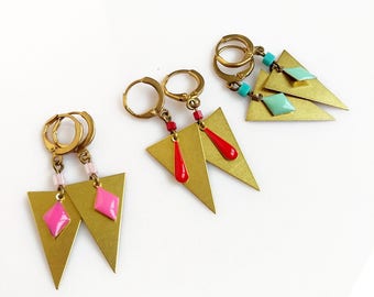 Triangle Geometric Dangle Earrings, Simple Geometric Boho Drop Earrings