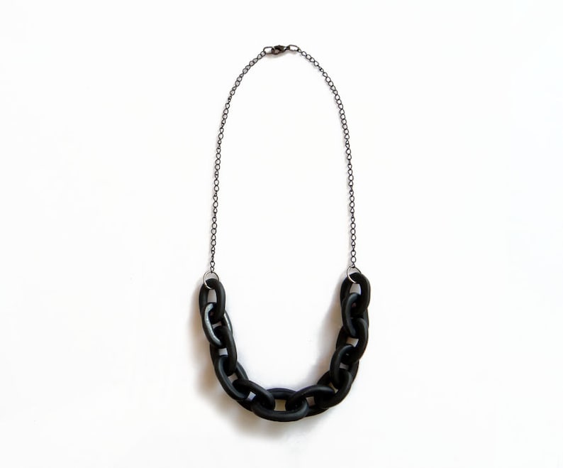 Black Chain Link Necklace Chunky Chain Statement Necklace Etsy